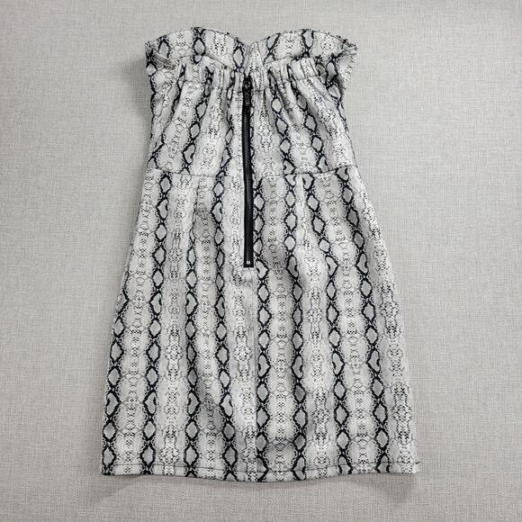 Carmin Womens Corset Dress Size M Gray Ivory Snakeskin Strapless Sweetheart Neck - Picture 9 of 13